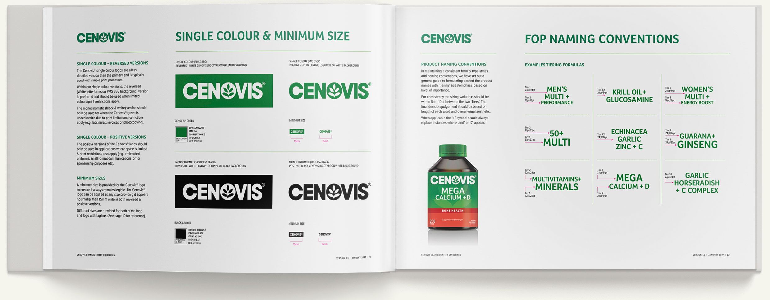 Cenovis brand guidelines: packaging dielines and panel rules