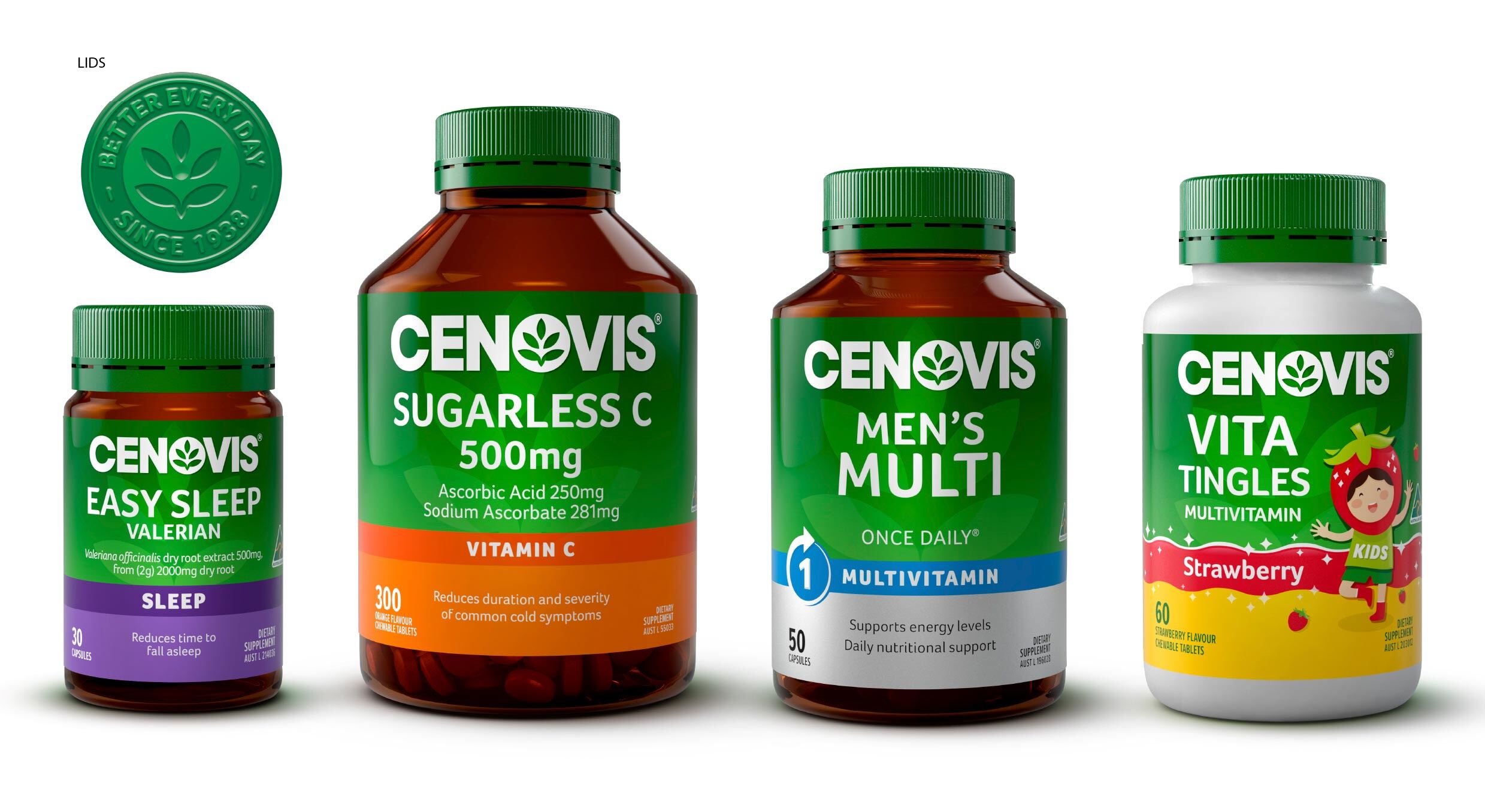 Cenovis redesigned range with colour-coded bands